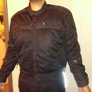 Black Armored Mesh Motorcycle/Ri Jacket and Pants
